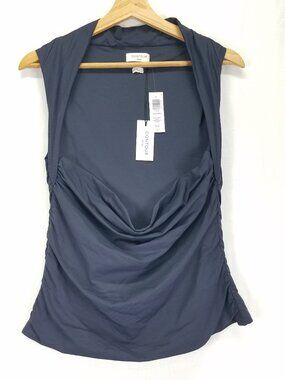 Aritzia Contour Womens XL Navy Blue Double Layer Second-Skin Basic Top Tee